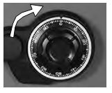 Rotate the dial to the right (clockwise), stop when you reach the third number in your combination