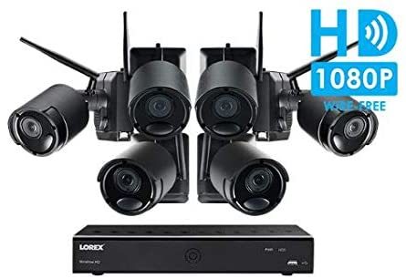 Lorex Wire-Free Cameras Security System 6 Channel DVR 6 HD Rechargeable Wire Free Black Metal Cameras