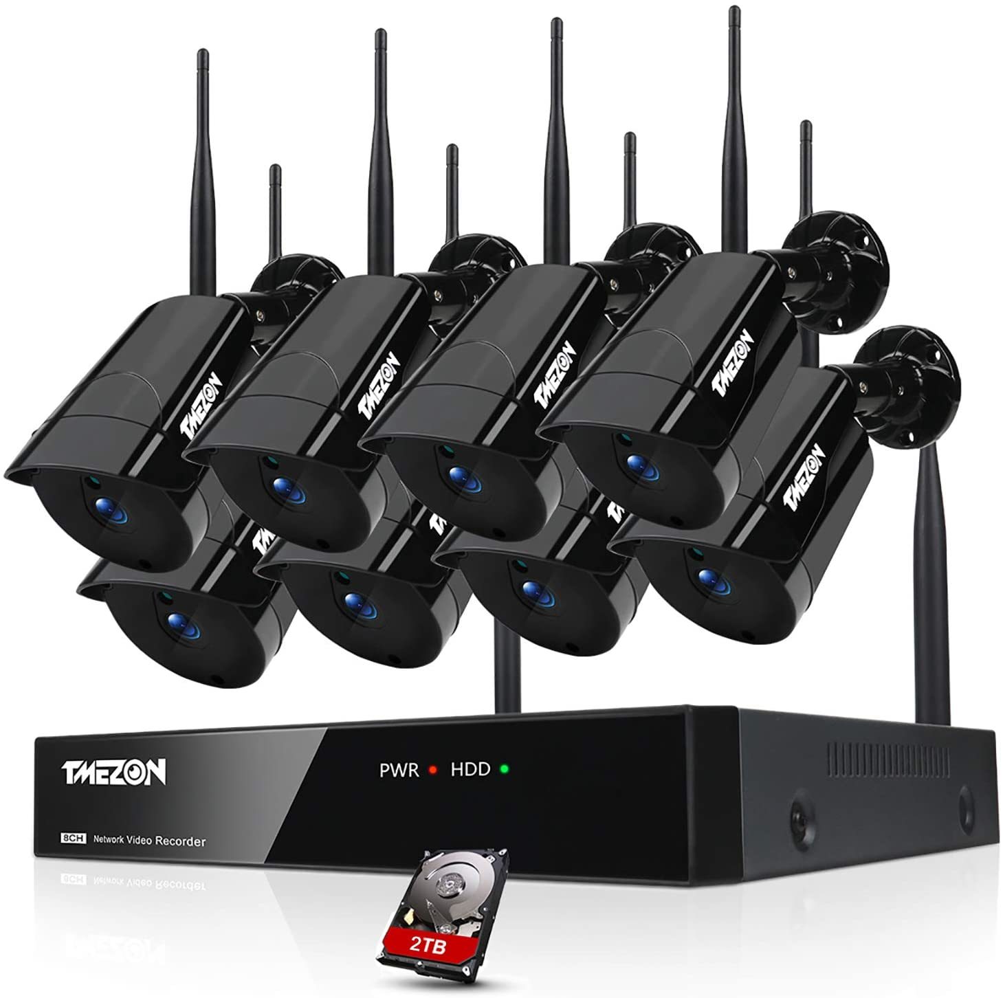 TMEZON 8-Channel HD 1080P Battery Powered Wireless Security Camera System