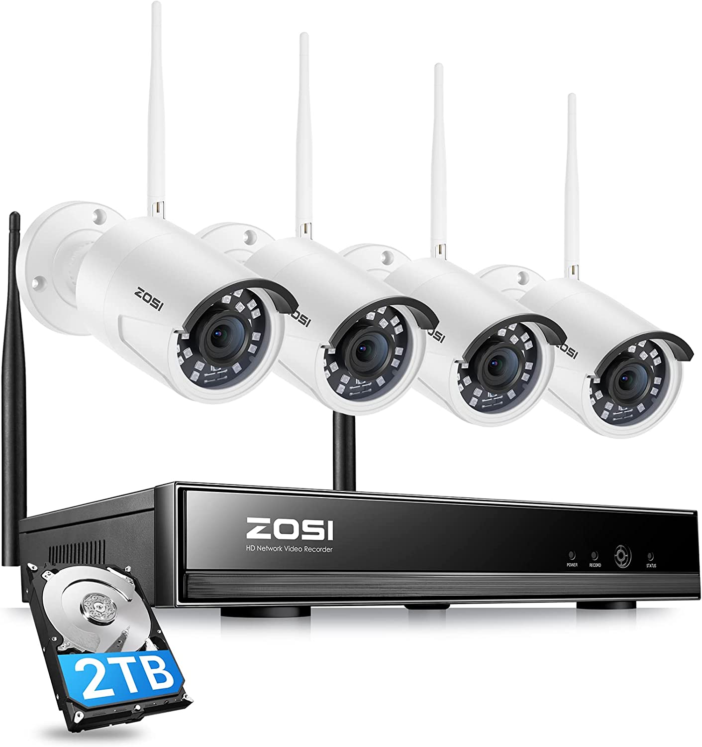 ZOSI 2K Wireless Security Camera System with 2TB Hard Drive